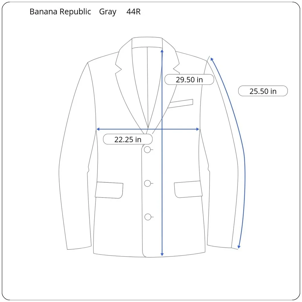 Banana Republic Smart-Weight Performance‎ Wool Seersucker Men's 44R Gray Plaid